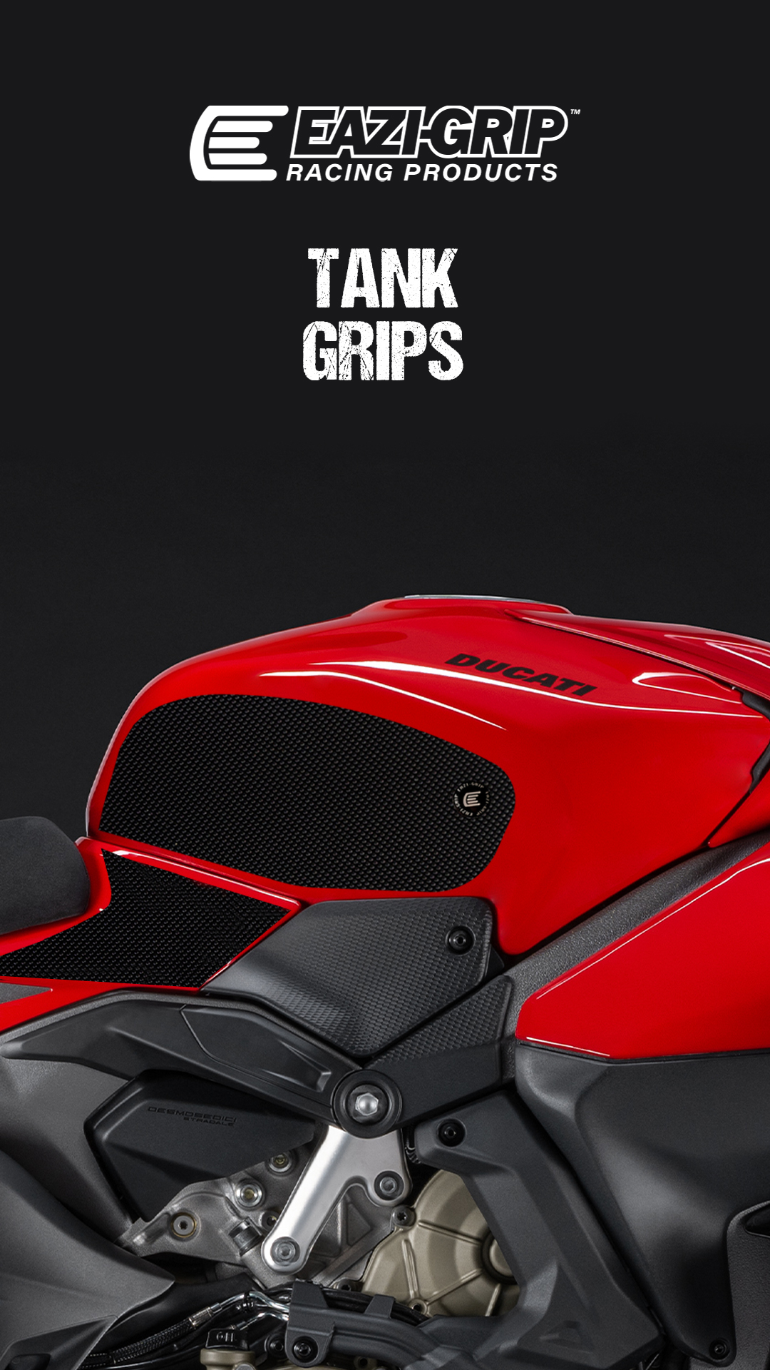 Eazi-Grip Ducati Streetfighter V4 2025-2026 Black Tank Grips